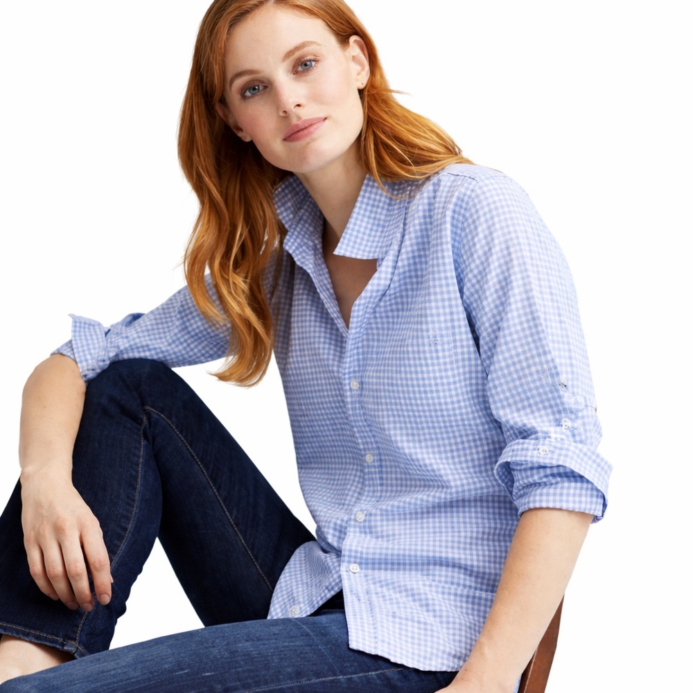 Frank & Eileen S Barry Tailored Fit Button Up 0186 Shirt Blue Gingham small